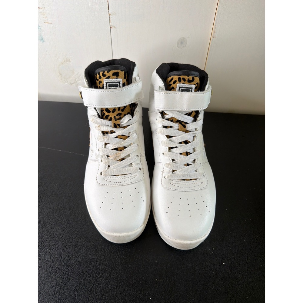 Fila Womens White Synthetic Leopard High Top Sneaker 5CM00790-115 Size 9